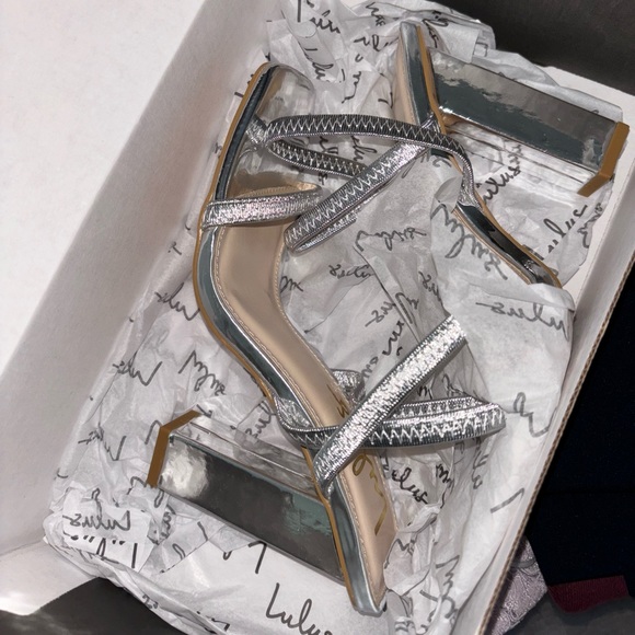 Lydia Silver Patent Strappy High Heel Sandals - Picture 2 of 2